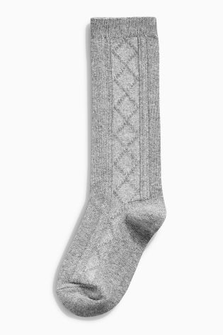 Grey Patterned Knee High Socks Three Pack (Older Girls)